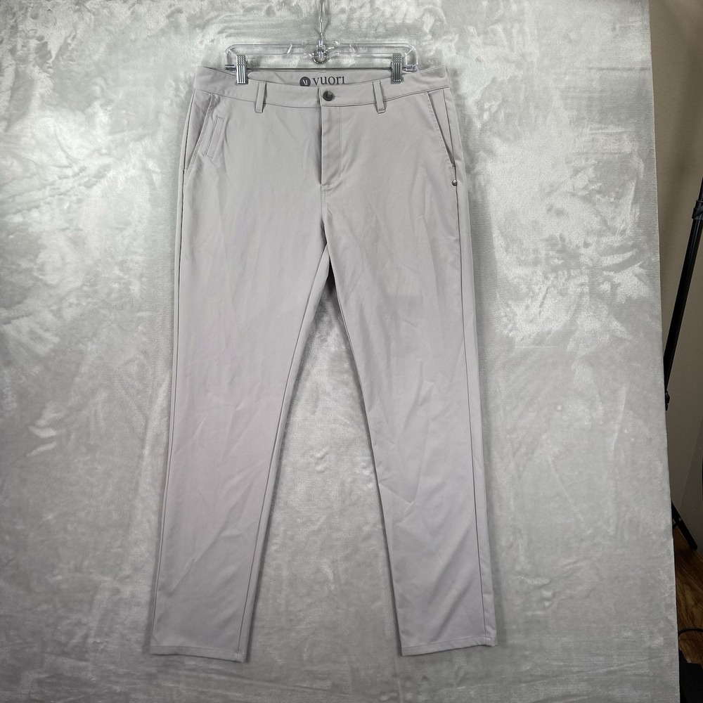 Vuori Pants Mens 34x30 META Chino Classic Tapered 5-Pocket Gray Performance V427